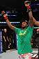 CHICAGO, IL - JANUARY 28:  Michael Johnson reacts after his victory over Shane Roller during the UFC on FOX event at United Center on January 28, 2012 in Chicago, Illinois.  (Photo by Nick Laham/Zuffa LLC/Zuffa LLC via Getty Images) *** Local Caption *** Michael Johnson