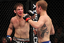 CHICAGO, IL - JANUARY 28:  (L-R) Nik Lentz punches Evan Dunham during the UFC on FOX event at United Center on January 28, 2012 in Chicago, Illinois.  (Photo by Nick Laham/Zuffa LLC/Zuffa LLC via Getty Images) *** Local Caption *** Nik Lentz; Evan Dunham
