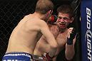 CHICAGO, IL - JANUARY 28:  (L-R) Evan Dunham punches Nik Lentz during the UFC on FOX event at United Center on January 28, 2012 in Chicago, Illinois.  (Photo by Josh Hedges/Zuffa LLC/Zuffa LLC via Getty Images) *** Local Caption *** Nik Lentz; Evan Dunham