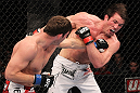 CHICAGO, IL - JANUARY 28:  (L-R) Michael Bisping punches Chael Sonnen during the UFC on FOX event at United Center on January 28, 2012 in Chicago, Illinois.  (Photo by Nick Laham/Zuffa LLC/Zuffa LLC via Getty Images) *** Local Caption *** Chael Sonnen; Michael Bisping