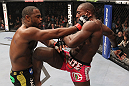 CHICAGO, IL - JANUARY 28:  (R-L) Phil Davis devlivers a knee strike against Rashad Evans during the UFC on FOX event at United Center on January 28, 2012 in Chicago, Illinois.  (Photo by Nick Laham/Zuffa LLC/Zuffa LLC via Getty Images) *** Local Caption *** Rashad Evans; Phil Davis