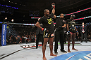 CHICAGO, IL - JANUARY 28:  Rashad Evans reacts after his victory over Phil Davis during the UFC on FOX event at United Center on January 28, 2012 in Chicago, Illinois.  (Photo by Josh Hedges/Zuffa LLC/Zuffa LLC via Getty Images) *** Local Caption *** Rashad Evans