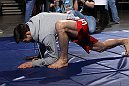 LAS VEGAS, NV - FEBRUARY 01:  Carlos Condit works out for the media and fans during the UFC 143 open workouts at Mandalay Bay Events Center on February 1, 2012 in Las Vegas, United States.  (Photo by Josh Hedges/Zuffa LLC/Zuffa LLC via Getty Images) *** Local Caption *** Carlos Condit