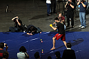 LAS VEGAS, NV - FEBRUARY 01:  Carlos Condit works out for the media and fans during the UFC 143 open workouts at Mandalay Bay Events Center on February 1, 2012 in Las Vegas, United States.  (Photo by Josh Hedges/Zuffa LLC/Zuffa LLC via Getty Images) *** Local Caption *** Carlos Condit
