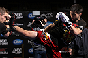LAS VEGAS, NV - FEBRUARY 01:  Carlos Condit works out for the media and fans during the UFC 143 open workouts at Mandalay Bay Events Center on February 1, 2012 in Las Vegas, United States.  (Photo by Josh Hedges/Zuffa LLC/Zuffa LLC via Getty Images) *** Local Caption *** Carlos Condit