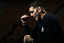 LAS VEGAS, NV - FEBRUARY 01:  Nick Diaz works out for the media and fans during the UFC 143 open workouts at Mandalay Bay Events Center on February 1, 2012 in Las Vegas, United States.  (Photo by Josh Hedges/Zuffa LLC/Zuffa LLC via Getty Images) *** Local Caption *** Nick Diaz