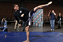 LAS VEGAS, NV - FEBRUARY 01:  Nick Diaz works out for the media and fans during the UFC 143 open workouts at Mandalay Bay Events Center on February 1, 2012 in Las Vegas, United States.  (Photo by Josh Hedges/Zuffa LLC/Zuffa LLC via Getty Images) *** Local Caption *** Nick Diaz