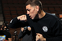 LAS VEGAS, NV - FEBRUARY 01:  Nick Diaz works out for the media and fans during the UFC 143 open workouts at Mandalay Bay Events Center on February 1, 2012 in Las Vegas, United States.  (Photo by Josh Hedges/Zuffa LLC/Zuffa LLC via Getty Images) *** Local Caption *** Nick Diaz