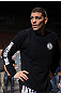 LAS VEGAS, NV - FEBRUARY 01:  Nick Diaz works out for the media and fans during the UFC 143 open workouts at Mandalay Bay Events Center on February 1, 2012 in Las Vegas, United States.  (Photo by Josh Hedges/Zuffa LLC/Zuffa LLC via Getty Images) *** Local Caption *** Nick Diaz