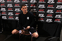 LAS VEGAS, NV - FEBRUARY 01:  Nick Diaz answers questions from the media during the UFC 143 open workouts at Mandalay Bay Events Center on February 1, 2012 in Las Vegas, United States.  (Photo by Josh Hedges/Zuffa LLC/Zuffa LLC via Getty Images) *** Local Caption *** Nick Diaz