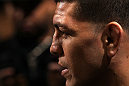LAS VEGAS, NV - FEBRUARY 01:  Nick Diaz answers questions from the media during the UFC 143 open workouts at Mandalay Bay Events Center on February 1, 2012 in Las Vegas, United States.  (Photo by Josh Hedges/Zuffa LLC/Zuffa LLC via Getty Images) *** Local Caption *** Nick Diaz