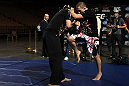 LAS VEGAS, NV - FEBRUARY 01:  Mike Pierce works out for the media and fans during the UFC 143 open workouts at Mandalay Bay Events Center on February 1, 2012 in Las Vegas, United States.  (Photo by Josh Hedges/Zuffa LLC/Zuffa LLC via Getty Images) *** Local Caption *** Mike Pierce