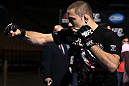 LAS VEGAS, NV - FEBRUARY 01:  Mike Pierce works out for the media and fans during the UFC 143 open workouts at Mandalay Bay Events Center on February 1, 2012 in Las Vegas, United States.  (Photo by Josh Hedges/Zuffa LLC/Zuffa LLC via Getty Images) *** Local Caption *** Mike Pierce