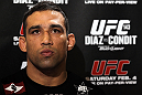 LAS VEGAS, NV - FEBRUARY 01:  Fabricio Werdum answers questions from the media during the UFC 143 open workouts at Mandalay Bay Events Center on February 1, 2012 in Las Vegas, United States.  (Photo by Josh Hedges/Zuffa LLC/Zuffa LLC via Getty Images) *** Local Caption *** Fabricio Werdum