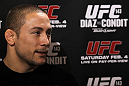 LAS VEGAS, NV - FEBRUARY 01: Mike Pierce answers questions from the media during the UFC 143 open workouts at Mandalay Bay Events Center on February 1, 2012 in Las Vegas, United States.  (Photo by Josh Hedges/Zuffa LLC/Zuffa LLC via Getty Images) *** Local Caption *** Mike Pierce