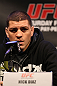 LAS VEGAS, NV - FEBRUARY 02:  Nick Diaz attends the UFC 143 final pre-fight press conference at the Mandalay Bay Hotel & Casino on February 2, 2012 in Las Vegas, United States.  (Photo by Josh Hedges/Zuffa LLC/Zuffa LLC via Getty Images) *** Local Caption *** Nick Diaz