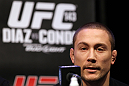 LAS VEGAS, NV - FEBRUARY 02:  Mike Pierce attends the UFC 143 final pre-fight press conference at the Mandalay Bay Hotel & Casino on February 2, 2012 in Las Vegas, United States.  (Photo by Josh Hedges/Zuffa LLC/Zuffa LLC via Getty Images) *** Local Caption *** Mike Pierce