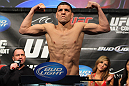 LAS VEGAS, NV - FEBRUARY 03:  Nick Diaz weighs in during the UFC 143 official weigh in at Mandalay Bay Events Center on February 3, 2012 in Las Vegas, Nevada.|2:55:8  (Photo by Josh Hedges/Zuffa LLC/Zuffa LLC via Getty Images) *** Local Caption *** Nick Diaz