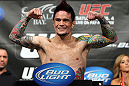 LAS VEGAS, NV - FEBRUARY 03:  Scott Jorgensen weighs in during the UFC 143 official weigh in at Mandalay Bay Events Center on February 3, 2012 in Las Vegas, Nevada.|2:55:8  (Photo by Josh Hedges/Zuffa LLC/Zuffa LLC via Getty Images) *** Local Caption *** Scott Jorgensen