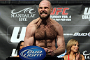 LAS VEGAS, NV - FEBRUARY 03:  Dan Stittgen weighs in during the UFC 143 official weigh in at Mandalay Bay Events Center on February 3, 2012 in Las Vegas, Nevada.|2:55:8  (Photo by Josh Hedges/Zuffa LLC/Zuffa LLC via Getty Images) *** Local Caption *** Dan Stittgen