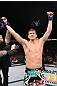 LAS VEGAS, NV - FEBRUARY 04:  Stephen Thompson is declared the winner in his fight with Dan Stittgen during the UFC 143 event at Mandalay Bay Events Center on February 4, 2012 in Las Vegas, Nevada.  (Photo by Nick Laham/Zuffa LLC/Zuffa LLC via Getty Images) *** Local Caption *** Stephen Thompson