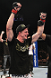 LAS VEGAS, NV - FEBRUARY 04:  Matt Riddle is declared the winner in his fight against Henry Martinez during the UFC 143 event at Mandalay Bay Events Center on February 4, 2012 in Las Vegas, Nevada.  (Photo by Nick Laham/Zuffa LLC/Zuffa LLC via Getty Images) *** Local Caption *** Matt Riddle