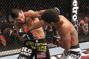 LAS VEGAS, NV - FEBRUARY 04:  (L-R) Edwin Figueroa and Alex Caceres during the UFC 143 event at Mandalay Bay Events Center on February 4, 2012 in Las Vegas, Nevada.  (Photo by Nick Laham/Zuffa LLC/Zuffa LLC via Getty Images) *** Local Caption *** Edwin Figueroa; Alex Caceres