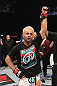 LAS VEGAS, NV - FEBRUARY 04:  Josh Koscheck is declared the winner in his fight against Mike Pierce during the UFC 143 event at Mandalay Bay Events Center on February 4, 2012 in Las Vegas, Nevada.  (Photo by Nick Laham/Zuffa LLC/Zuffa LLC via Getty Images) *** Local Caption *** Josh Koscheck