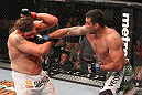 LAS VEGAS, NV - FEBRUARY 04:  Fabricio Werdum (right) punches Roy Nelson during the UFC 143 event at Mandalay Bay Events Center on February 4, 2012 in Las Vegas, Nevada.  (Photo by Nick Laham/Zuffa LLC/Zuffa LLC via Getty Images) *** Local Caption *** Fabricio Werdum