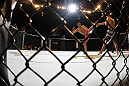LAS VEGAS - FEBRUARY 04:  (L-R) Nick Diaz kicks Carlos Condit during the UFC 143 event at Mandalay Bay Events Center on February 4, 2012 in Las Vegas, Nevada.  (Photo by Nick Laham/Zuffa LLC/Zuffa LLC via Getty Images) *** Local Caption *** Nick Diaz; Carlos Condit