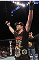 LAS VEGAS - FEBRUARY 04:  Carlos Condit celebrates his win over Nick Diaz during the UFC 143 event at Mandalay Bay Events Center on February 4, 2012 in Las Vegas, Nevada.  (Photo by Nick Laham/Zuffa LLC/Zuffa LLC via Getty Images) *** Local Caption *** Carlos Condit