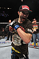 LAS VEGAS - FEBRUARY 04:  Carlos Condit reacts to his win over Nick Diaz during the UFC 143 event at Mandalay Bay Events Center on February 4, 2012 in Las Vegas, Nevada.  (Photo by Nick Laham/Zuffa LLC/Zuffa LLC via Getty Images) *** Local Caption *** Carlos Condit; Nick Diaz