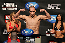 OMAHA, NE - FEBRUARY 14:  Justin Salas weighs in during the UFC on FUEL TV weigh in event at Omaha Civic Auditorium on February 14, 2012 in Omaha, Nebraska.  (Photo by Josh Hedges/Zuffa LLC/Zuffa LLC via Getty Images) *** Local Caption *** Justin Salas