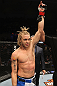 OMAHA, NE - FEBRUARY 15:  Jonathan Brookins reacts after knocking out Vagner Rocha during the UFC on FUEL TV event at Omaha Civic Auditorium on February 15, 2012 in Omaha, Nebraska.  (Photo by Josh Hedges/Zuffa LLC/Zuffa LLC via Getty Images) *** Local Caption *** Jonathan Brookins