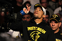 OMAHA, NE - FEBRUARY 15:  Ronny Markes enters the arena before his bout against Aaron Simpson during the UFC on FUEL TV event at Omaha Civic Auditorium on February 15, 2012 in Omaha, Nebraska.  (Photo by Josh Hedges/Zuffa LLC/Zuffa LLC via Getty Images) *** Local Caption *** Ronny Markes
