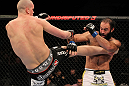 OMAHA, NE - FEBRUARY 15:  (L-R) Stefan Struve kicks Dave Herman during the UFC on FUEL TV event at Omaha Civic Auditorium on February 15, 2012 in Omaha, Nebraska.  (Photo by Josh Hedges/Zuffa LLC/Zuffa LLC via Getty Images) *** Local Caption *** Stefan Struve; Dave Herman