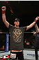 OMAHA, NE - FEBRUARY 15:  Stefan Struve reacts after his victory over Dave Herman during the UFC on FUEL TV event at Omaha Civic Auditorium on February 15, 2012 in Omaha, Nebraska.  (Photo by Josh Hedges/Zuffa LLC/Zuffa LLC via Getty Images) *** Local Caption *** Stefan Struve