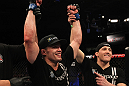OMAHA, NE - FEBRUARY 15:  Jake Ellenberger reacts after his victory over Diego Sanchez during the UFC on FUEL TV event at Omaha Civic Auditorium on February 15, 2012 in Omaha, Nebraska.  (Photo by Josh Hedges/Zuffa LLC/Zuffa LLC via Getty Images) *** Local Caption *** Jake Ellenberger