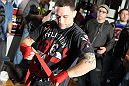 TOKYO, JAPAN - FEBRUARY 22:  UFC Lightweight Champion Frankie Edgar works out for the media during the UFC 144 open workouts at Gold's Gym on February 22, 2012 in Tokyo, Japan.  (Photo by Josh Hedges/Zuffa LLC/Zuffa LLC via Getty Images) *** Local Caption *** Frankie Edgar