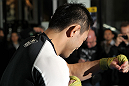 TOKYO, JAPAN - FEBRUARY 22:  Yushin Okami works out for the media during the UFC 144 open workouts at Gold's Gym on February 22, 2012 in Tokyo, Japan.  (Photo by Josh Hedges/Zuffa LLC/Zuffa LLC via Getty Images) *** Local Caption *** Yushin Okami
