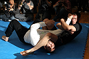 TOKYO, JAPAN - FEBRUARY 22:  Jake Shields works out for the media during the UFC 144 open workouts at Gold's Gym on February 22, 2012 in Tokyo, Japan.  (Photo by Josh Hedges/Zuffa LLC/Zuffa LLC via Getty Images) *** Local Caption *** Jake Shields