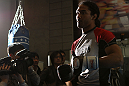 TOKYO, JAPAN - FEBRUARY 22:  Benson Henderson works out for the media during the UFC 144 open workouts at Gold's Gym on February 22, 2012 in Tokyo, Japan.  (Photo by Josh Hedges/Zuffa LLC/Zuffa LLC via Getty Images) *** Local Caption *** Benson Henderson