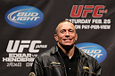 SAITAMA, JAPAN - FEBRUARY 25:  UFC Welterweight Champion Georges St-Pierre takes part in a Q&A session before the official UFC 144 weigh in at the Saitama Super Arena on February 25, 2012 in Saitama, Japan.  (Photo by Josh Hedges/Zuffa LLC/Zuffa LLC via Getty Images) *** Local Caption *** Georges St-Pierre