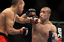 SAITAMA, JAPAN - FEBRUARY 26:  (R-L) Issei Tamura and Tiequan Zhang trade punches during the UFC 144 event at Saitama Super Arena on February 26, 2012 in Saitama, Japan.  (Photo by Josh Hedges/Zuffa LLC/Zuffa LLC via Getty Images) *** Local Caption *** Tiequan Zhang; Issei Tamura