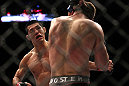SAITAMA, JAPAN - FEBRUARY 26:  (L-R) RIki Fukuda punches Steve Cantwell during the UFC 144 event at Saitama Super Arena on February 26, 2012 in Saitama, Japan.  (Photo by Josh Hedges/Zuffa LLC/Zuffa LLC via Getty Images) *** Local Caption *** Riki Fukuda; Steve Cantwell