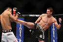 SAITAMA, JAPAN - FEBRUARY 26:  (R-L) Steve Cantwell kicks Riki Fukuda during the UFC 144 event at Saitama Super Arena on February 26, 2012 in Saitama, Japan.  (Photo by Josh Hedges/Zuffa LLC/Zuffa LLC via Getty Images) *** Local Caption *** Riki Fukuda; Steve Cantwell