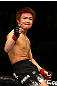 SAITAMA, JAPAN - FEBRUARY 26:  Takanori Gomi reacts after defeating Eiji Mitsuoka by TKO during the UFC 144 event at Saitama Super Arena on February 26, 2012 in Saitama, Japan.  (Photo by Al Bello/Zuffa LLC/Zuffa LLC via Getty Images) *** Local Caption *** Takanori Gomi