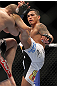 SAITAMA, JAPAN - FEBRUARY 26:  (R-L) Anthony Pettis kicks Joe Lauzon during the UFC 144 event at Saitama Super Arena on February 26, 2012 in Saitama, Japan.  (Photo by Josh Hedges/Zuffa LLC/Zuffa LLC via Getty Images) *** Local Caption *** Anthony Pettis; Joe Lauzon