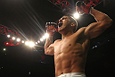 SAITAMA, JAPAN - FEBRUARY 26:  Anthony Pettis reacts after knocking out Joe Lauzon during the UFC 144 event at Saitama Super Arena on February 26, 2012 in Saitama, Japan.  (Photo by Al Bello/Zuffa LLC/Zuffa LLC via Getty Images) *** Local Caption *** Anthony Pettis