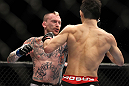 SAITAMA, JAPAN - FEBRUARY 26:  (L-R) Bart Palaszewski punches Hatsu Hioki during the UFC 144 event at Saitama Super Arena on February 26, 2012 in Saitama, Japan.  (Photo by Josh Hedges/Zuffa LLC/Zuffa LLC via Getty Images) *** Local Caption *** Hatsu Hioki; Bart Palaszewski